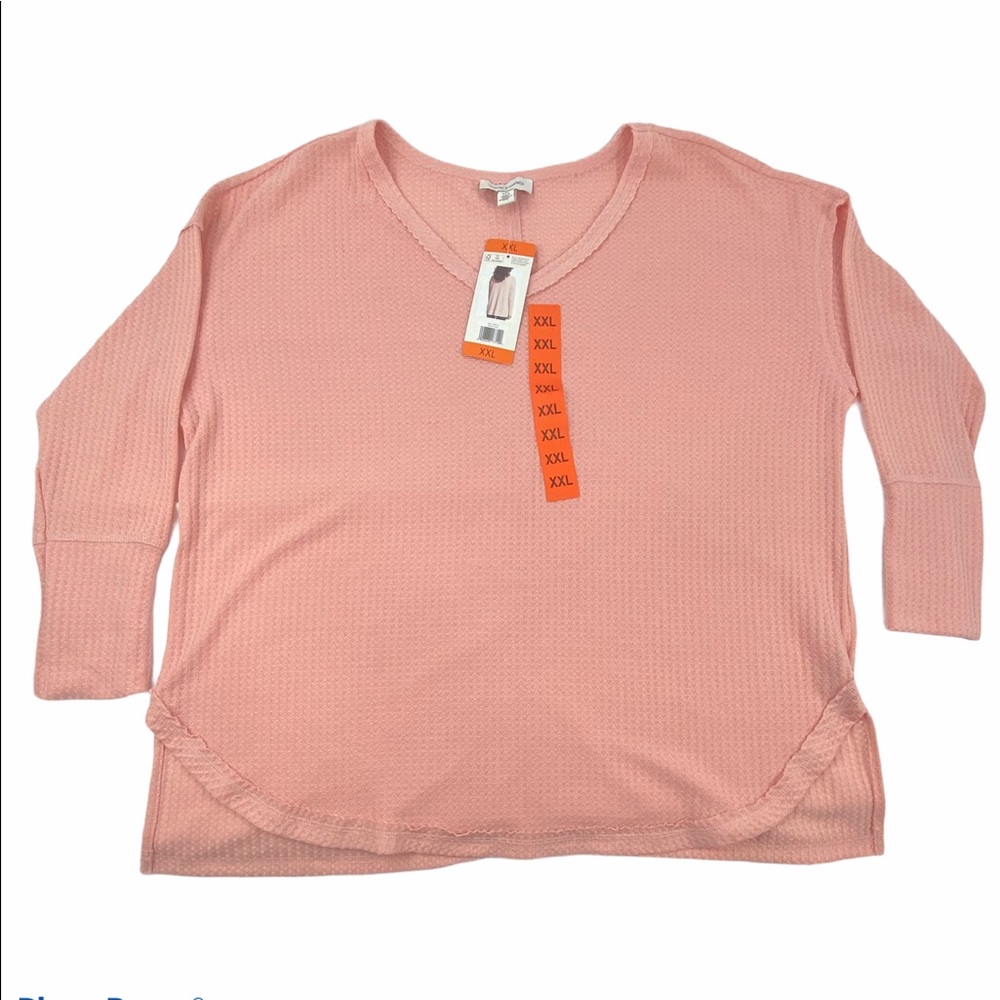 Vintage America Waffle Knit Tunic Peachy Pink XXL